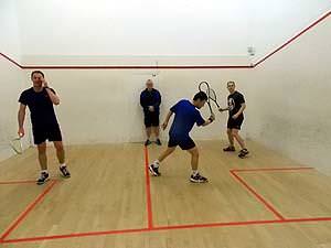 Even Fraser finds the going tough in squash!